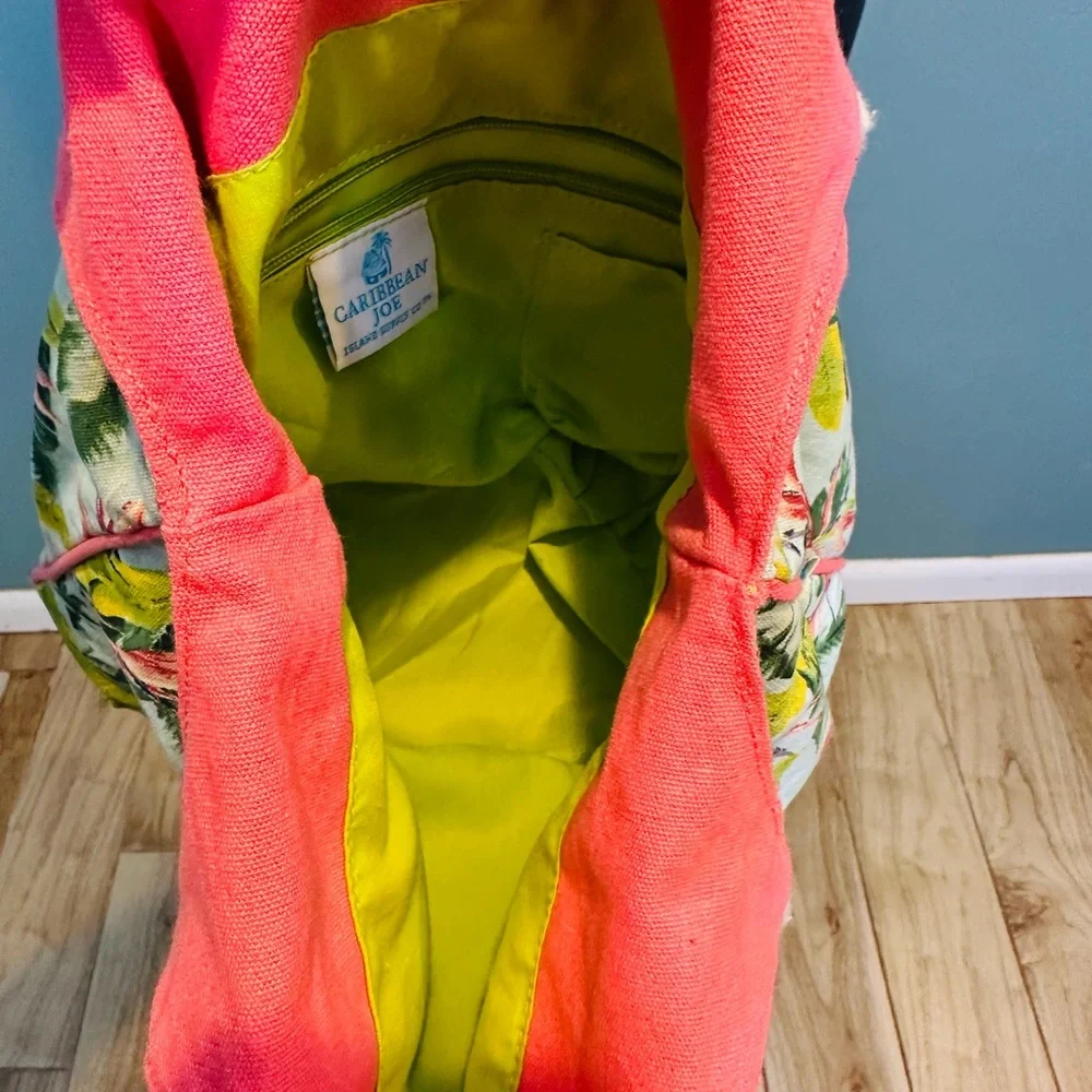 Caribbean Joe Tropical Pink Green Braided Strap One Piece Over the Shoulder Bag